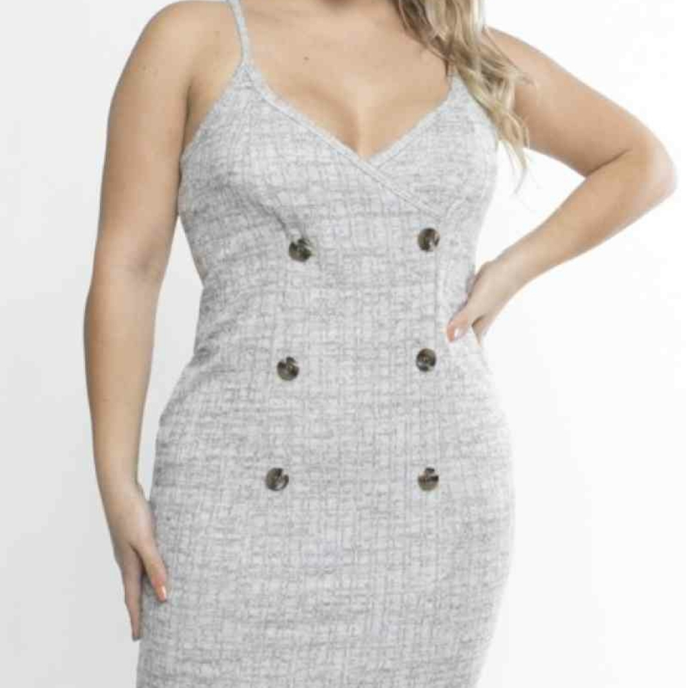 Plus Size Printed Button Detail Dress